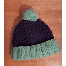 Lands End Mujers Pom Pom Colorblock Beanie Hat Navy Mint NWOT  eb-64064776